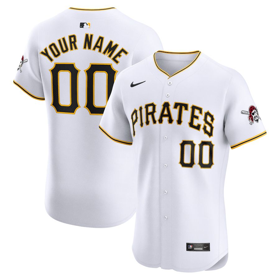 Men Pittsburgh Pirates Nike White Home Elite Custom MLB Jersey->customized mlb jersey->Custom Jersey